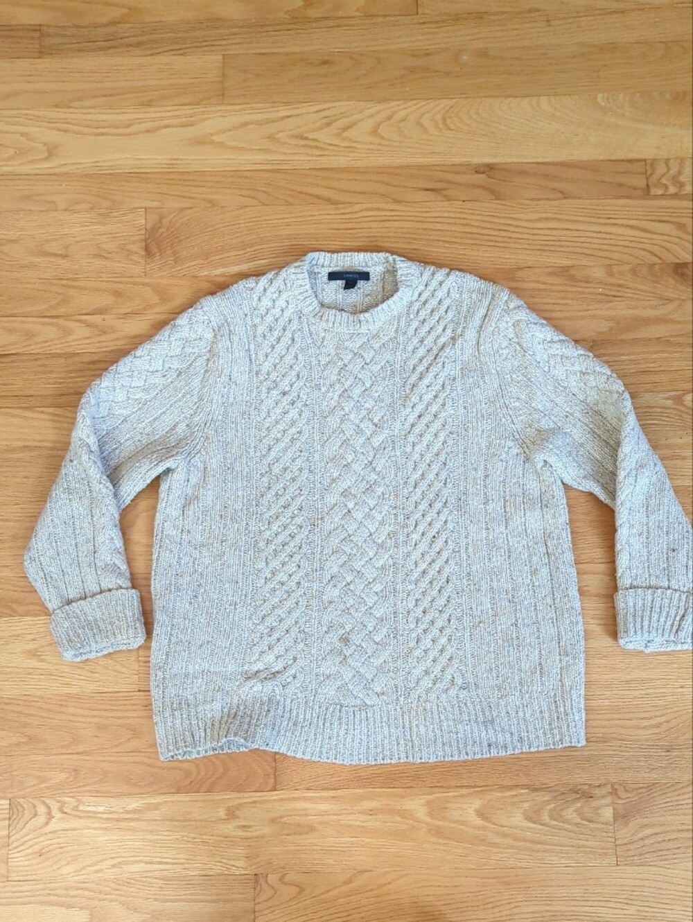 Express Cream Cable Knit Crewneck Sweater